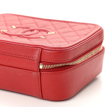 Chanel Caviar Quilted Medium CC Filigree Vanity Case Red 10 of 11