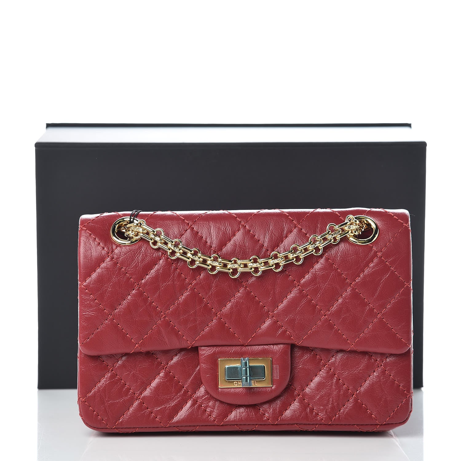 Chanel Aged Calfskin Quilted 2.55 Reissue Mini Flap Red 10 of 10