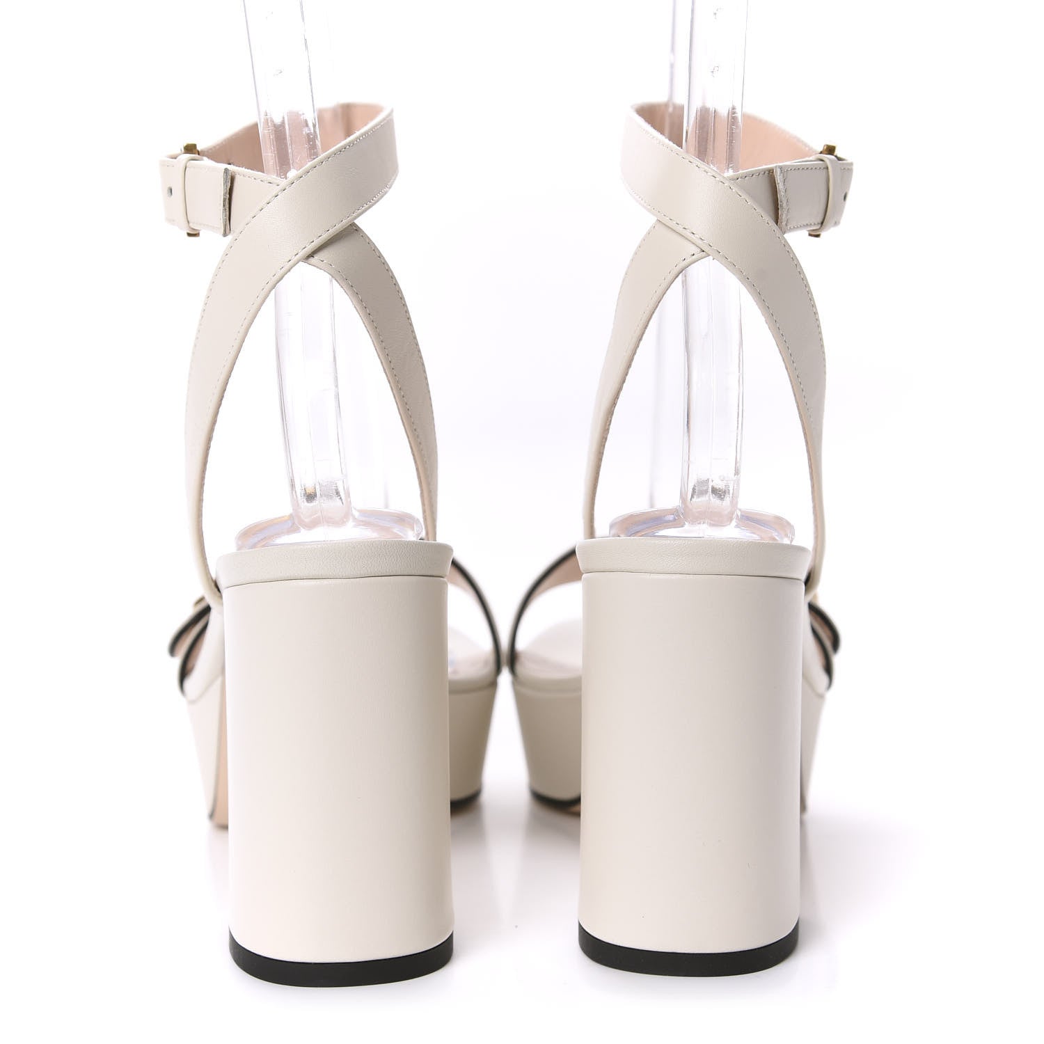 Gucci Calfskin GG Marmont Ankle Wrap 30/85mm Platform Sandals 37 Mystic White 6 of 9