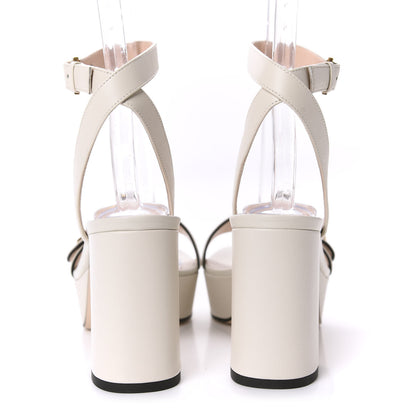 Gucci Calfskin GG Marmont Ankle Wrap 30/85mm Platform Sandals 37 Mystic White 6 of 9