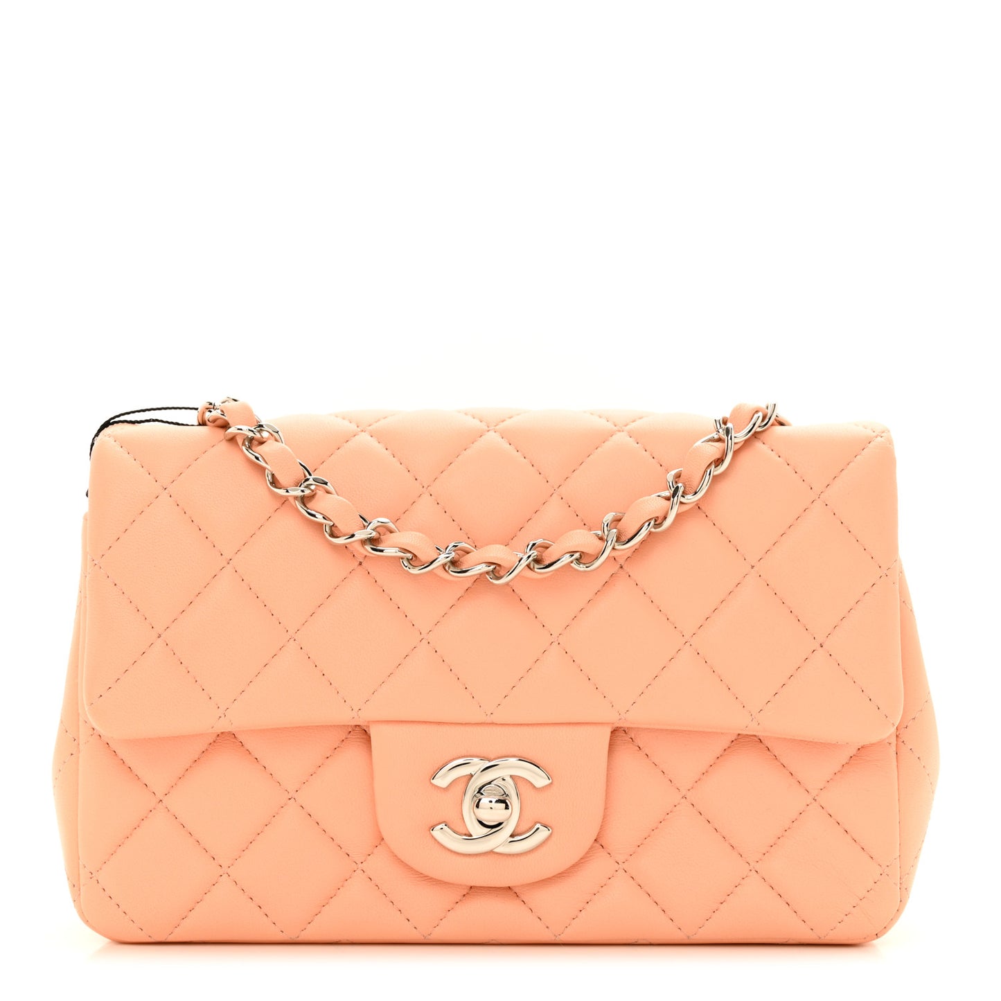 Lambskin Quilted Mini Rectangular Flap Light Pink