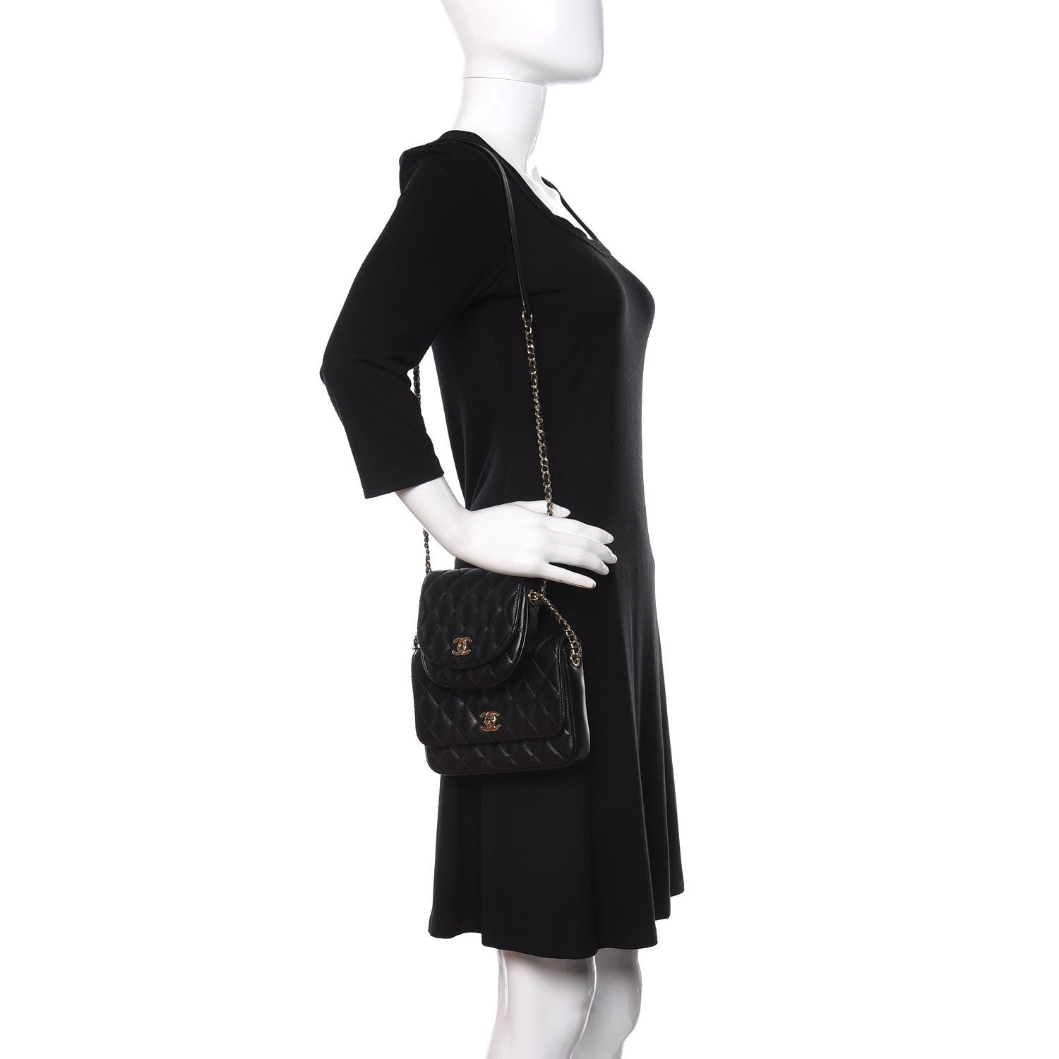 Chanel Lambskin Quilted Side Packs Black 2 of 12