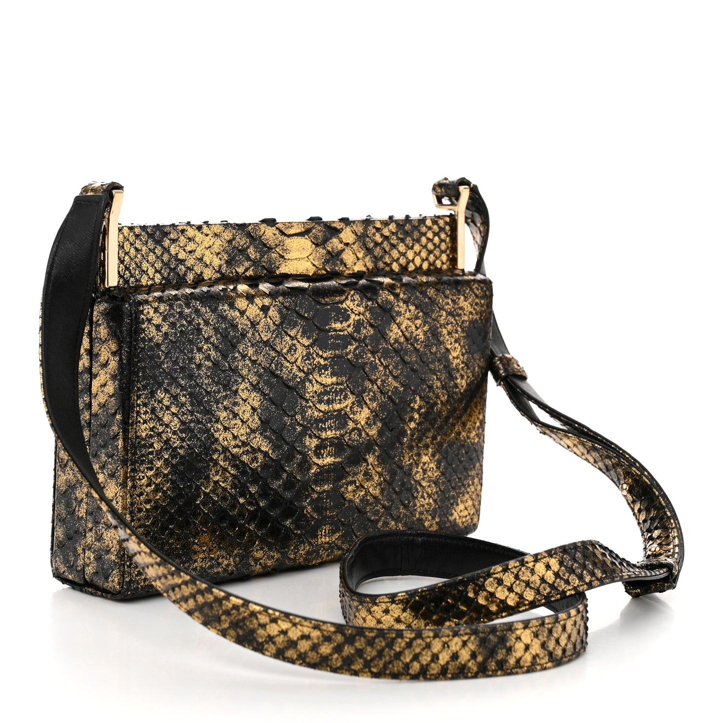 Snakeskin 2.55 Reissue Clutch Bag Black Gold