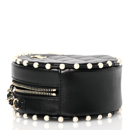 Chanel Calfskin Quilted Pearl Round Clutch With Chain Black 4 of 10
