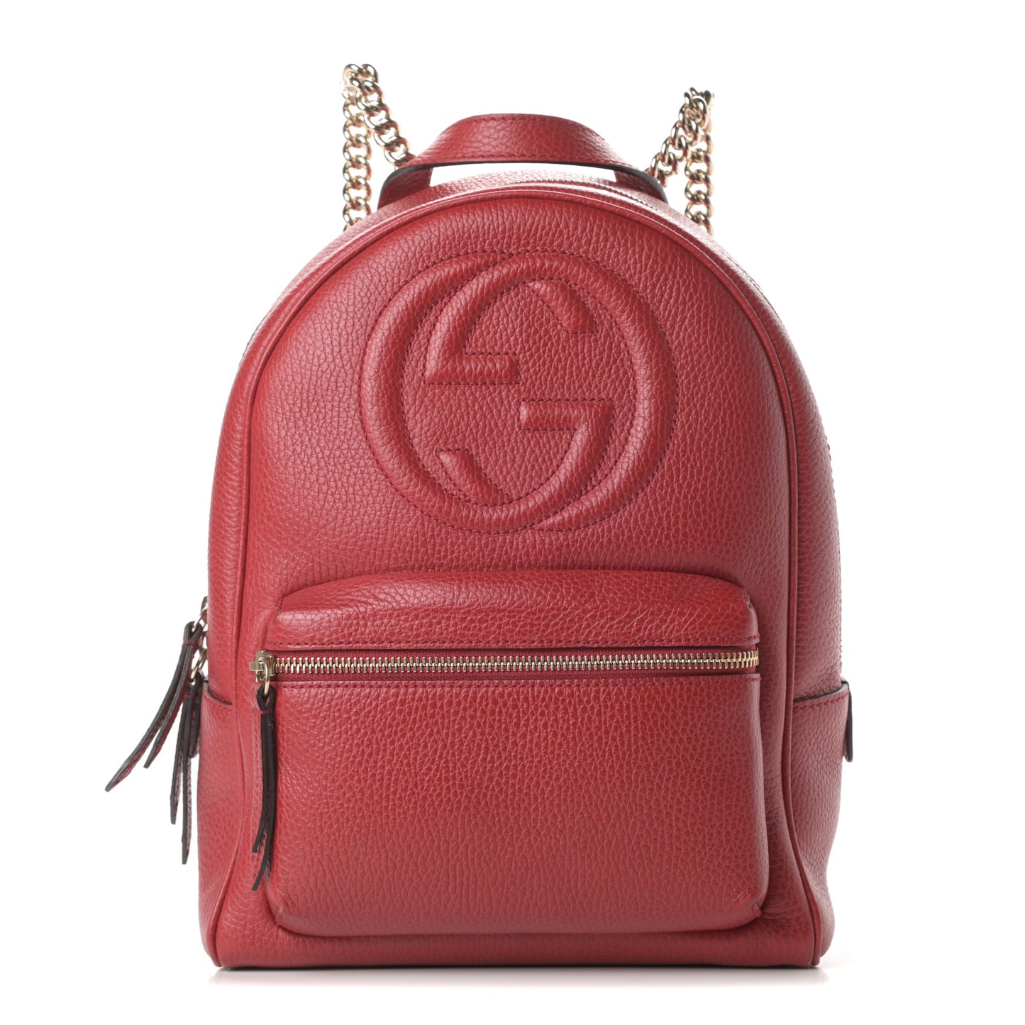 Pebbled Calfskin Soho Chain Backpack Hibiscus Red
