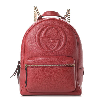 Gucci Pebbled Calfskin Soho Chain Backpack Hibiscus Red 1 of 14