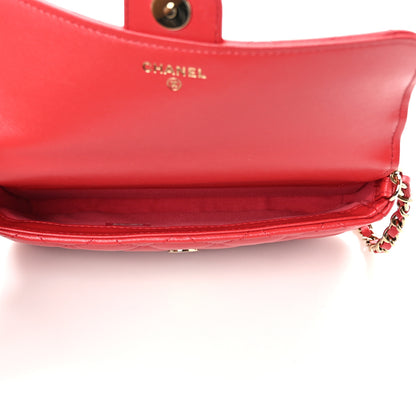 Chanel Lambskin Quilted Flap Phone Holder With Chain Red 5 of 9