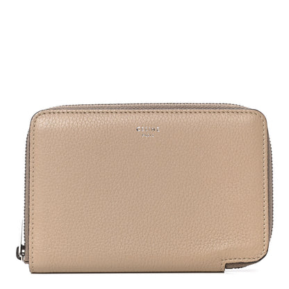 Celine Drummed Calfskin Medium Zip Around Multifunction Wallet Dune 1 of 5