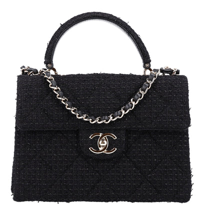 Chanel Tweed Quilted Medium Retro Twist Top Handle Flap  Black 1 of 11