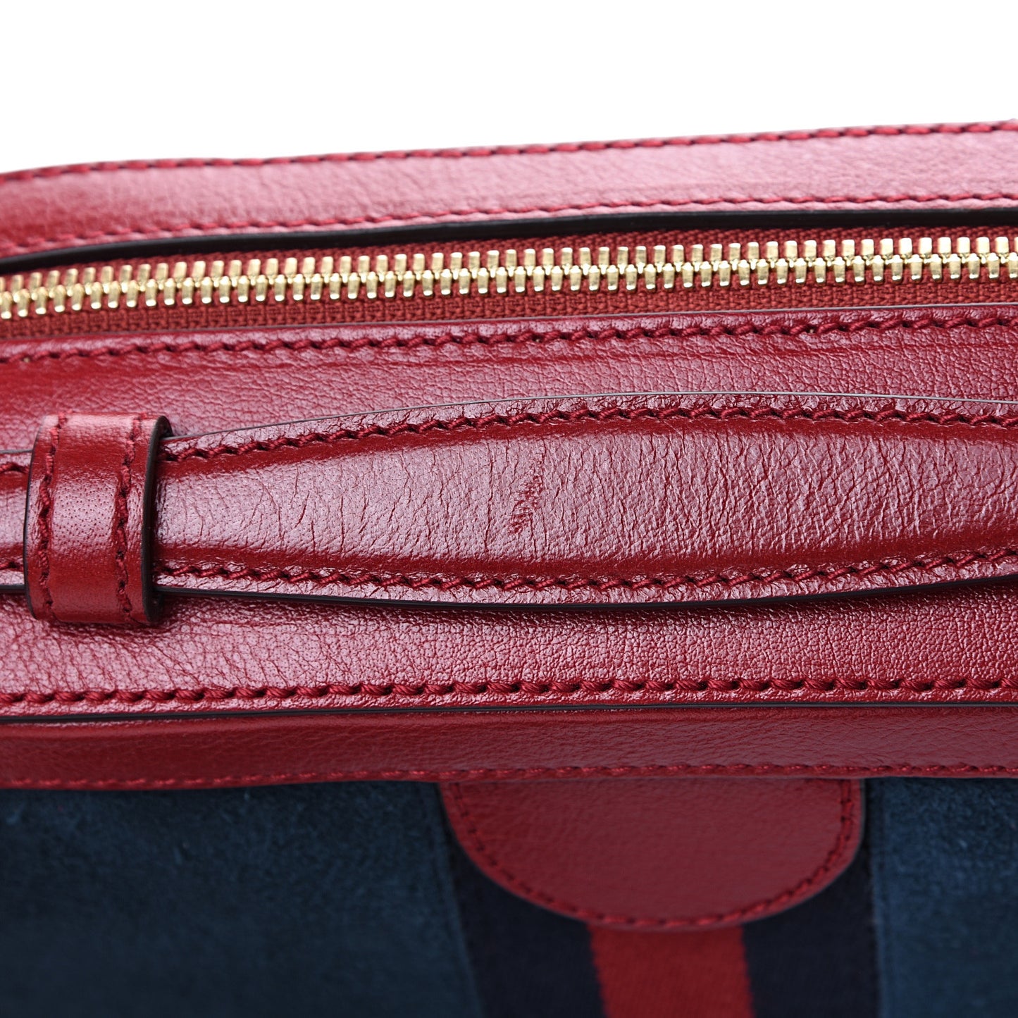 Suede Calfskin Web Small Ophidia Top Handle Shoulder Bag New Blue Romantic Cherry