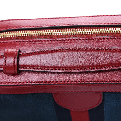 Gucci Suede Calfskin Web Small Ophidia Top Handle Shoulder Bag New Blue Romantic Cherry 12 of 12
