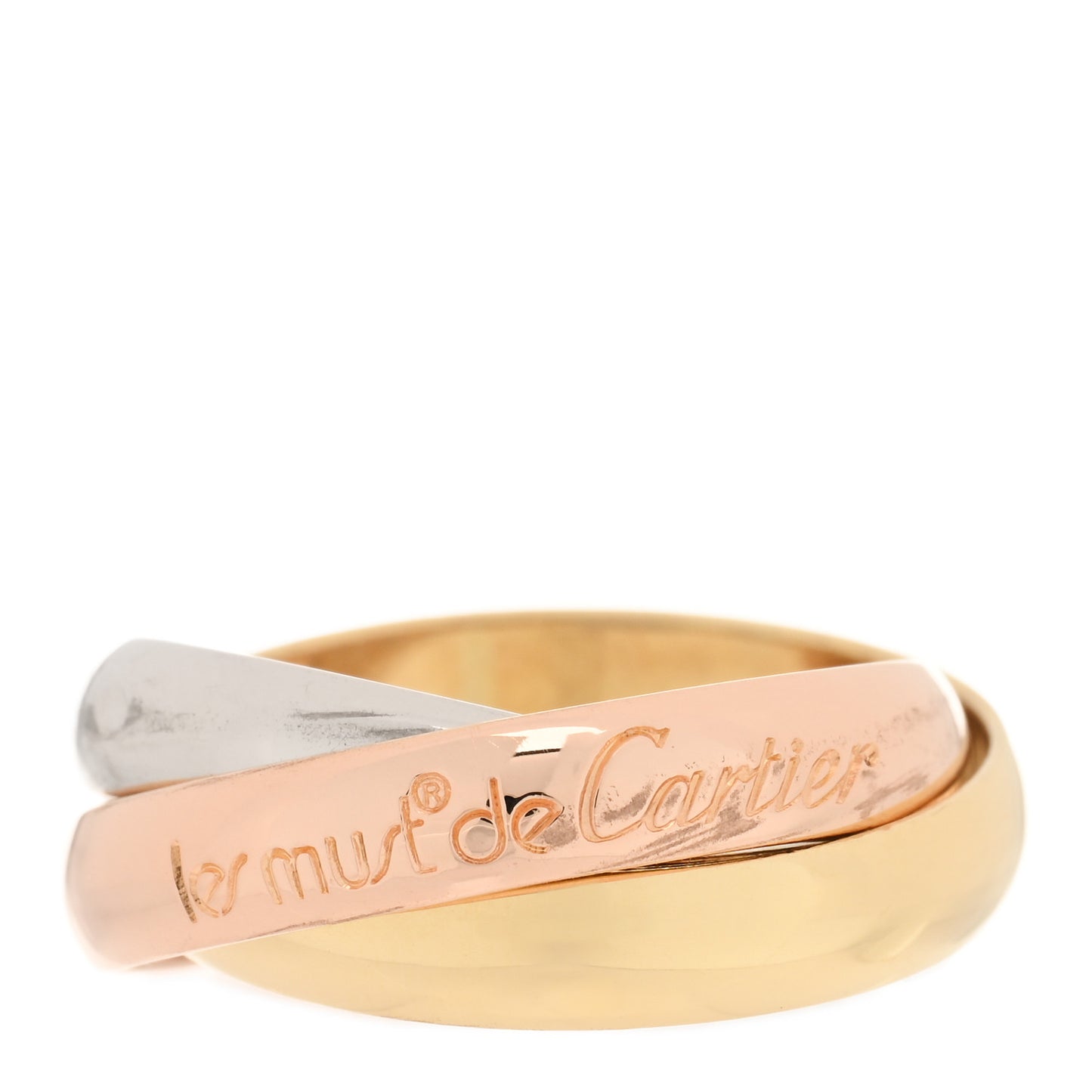 18K Pink Yellow White Gold Classic Les Must De Cartier Trinity Ring 49 4.75