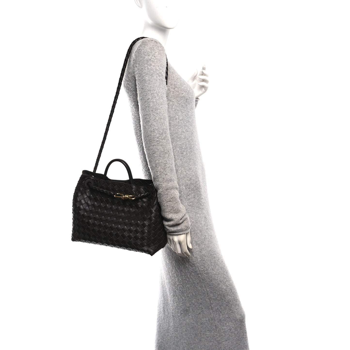 Nappa Intrecciato Medium Andiamo Shoulder Bag Fondant