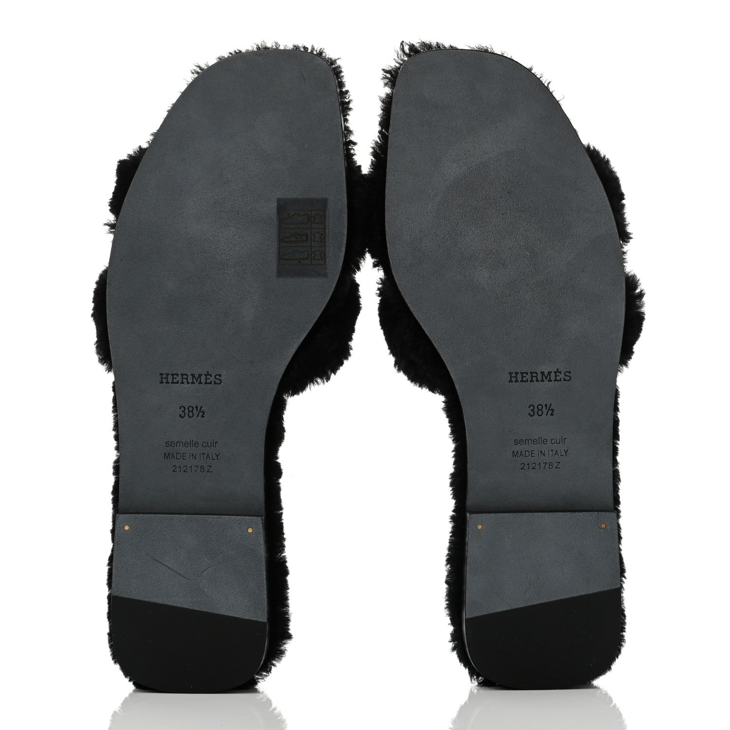 Hermes Woolskin Oran Sandals 38.5 Black 5 of 7