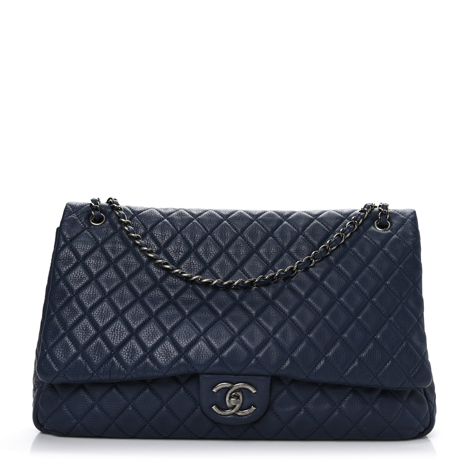 Chanel Calfskin Quilted XXL Travel Flap Bag Navy 1 of 9