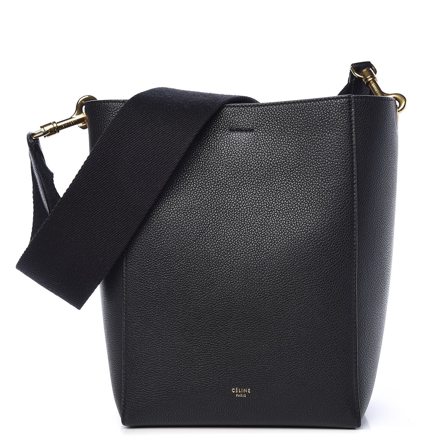 Soft Grained Calfskin Small Sangle Bucket Bag Black