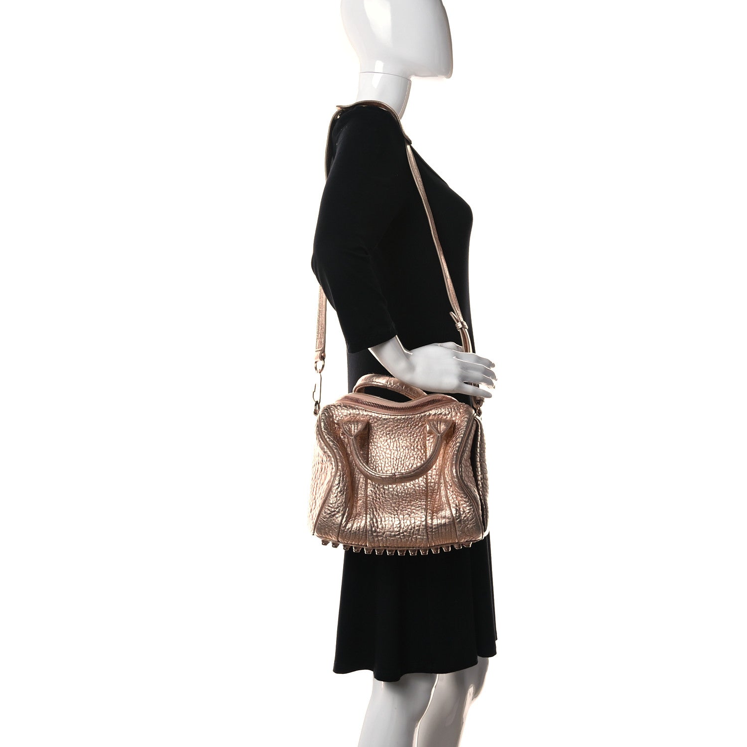 Alexander Wang Metallic Pebbled Lambskin Rockie Rose Gold Hardware 2 of 11