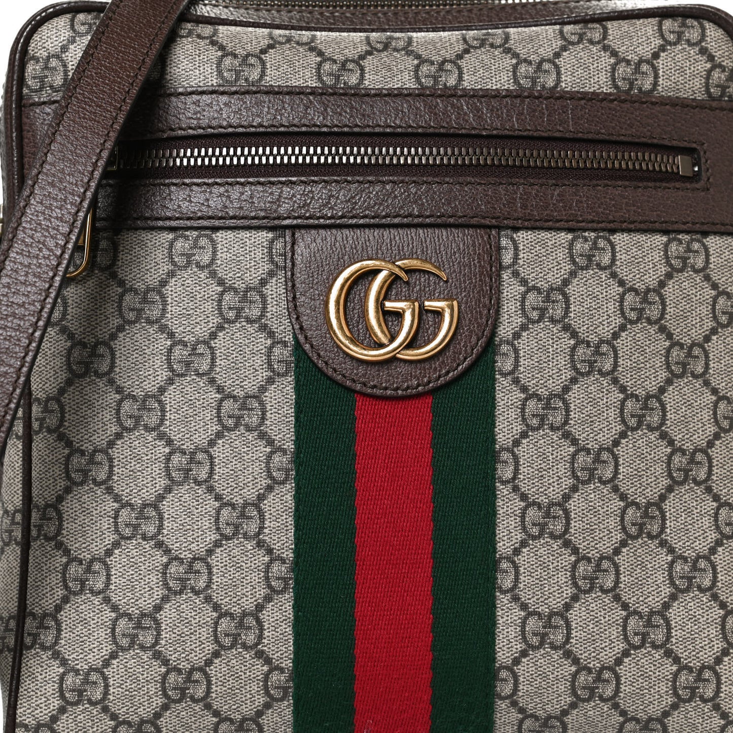 GG Supreme Monogram Web Small Ophidia Messenger Bag Brown