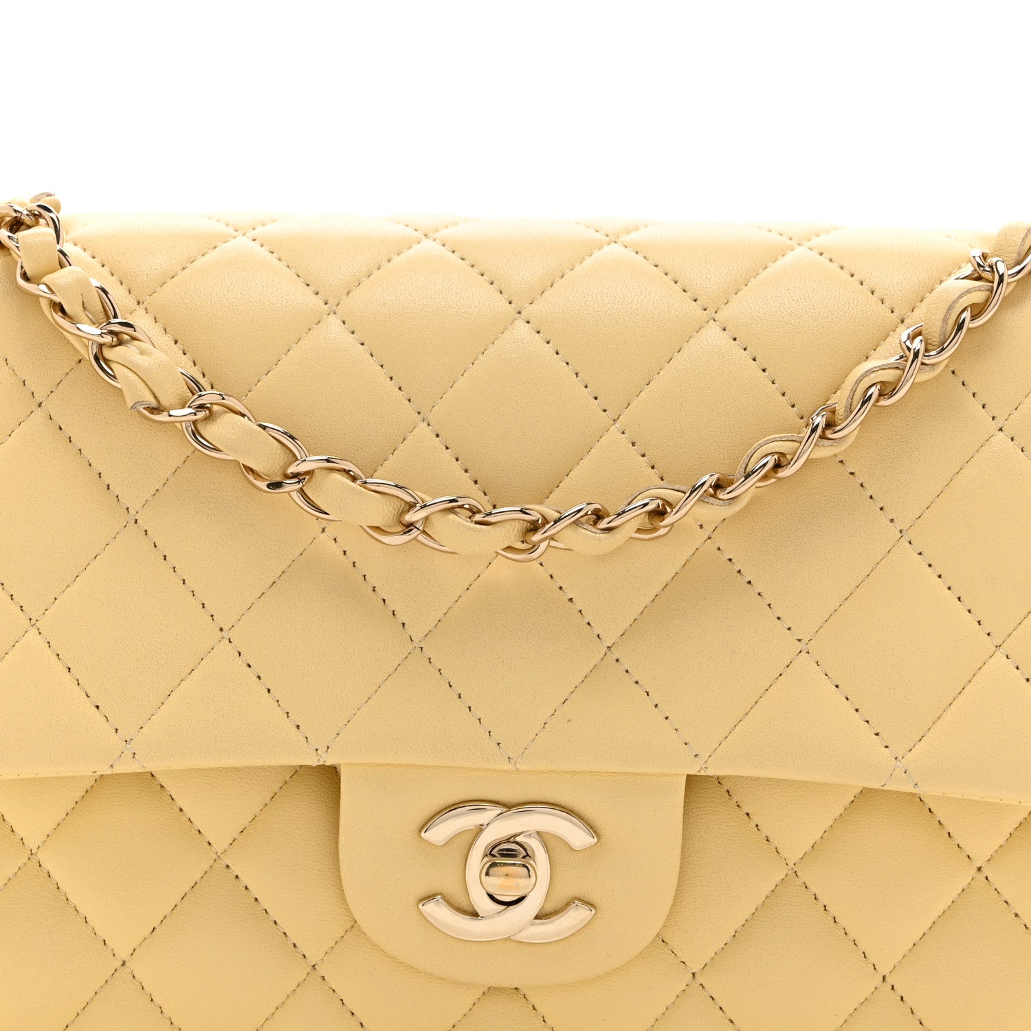 Chanel Lambskin Quilted Medium Double Flap Yellow 8 of 11