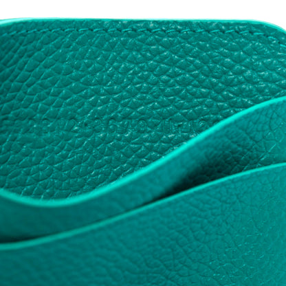 Balenciaga Grained Calfskin Logo Cash Rounded Card Holder Dark Turquoise White 8 of 8