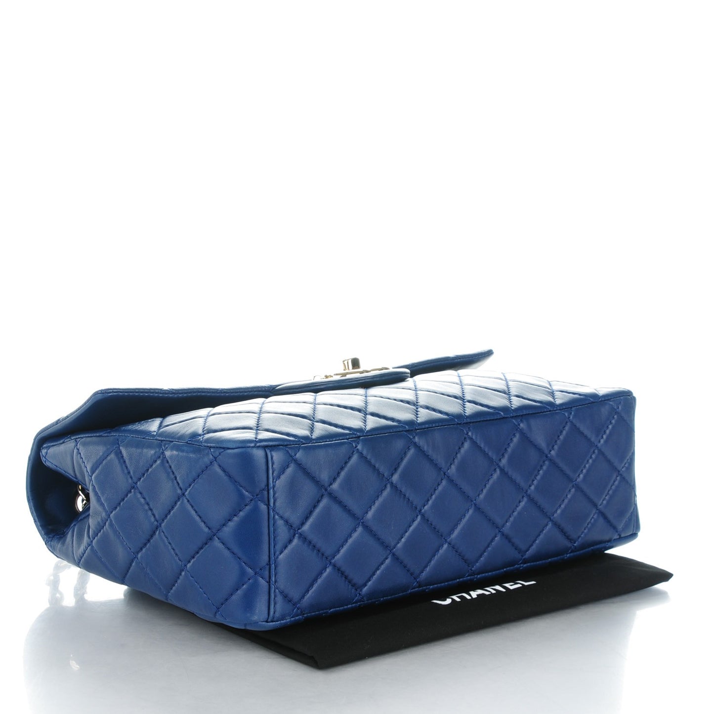 Lambskin Quilted Maxi Single Flap Dark Blue
