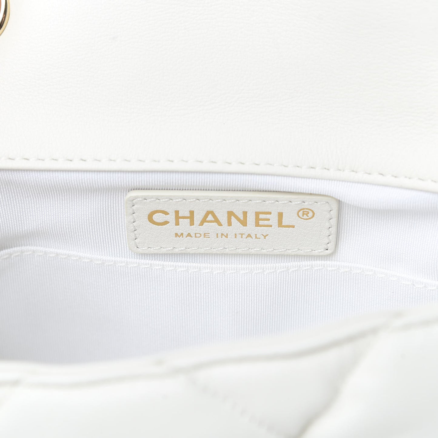 Calfskin Quilted Mini Square Bubbly Flap White