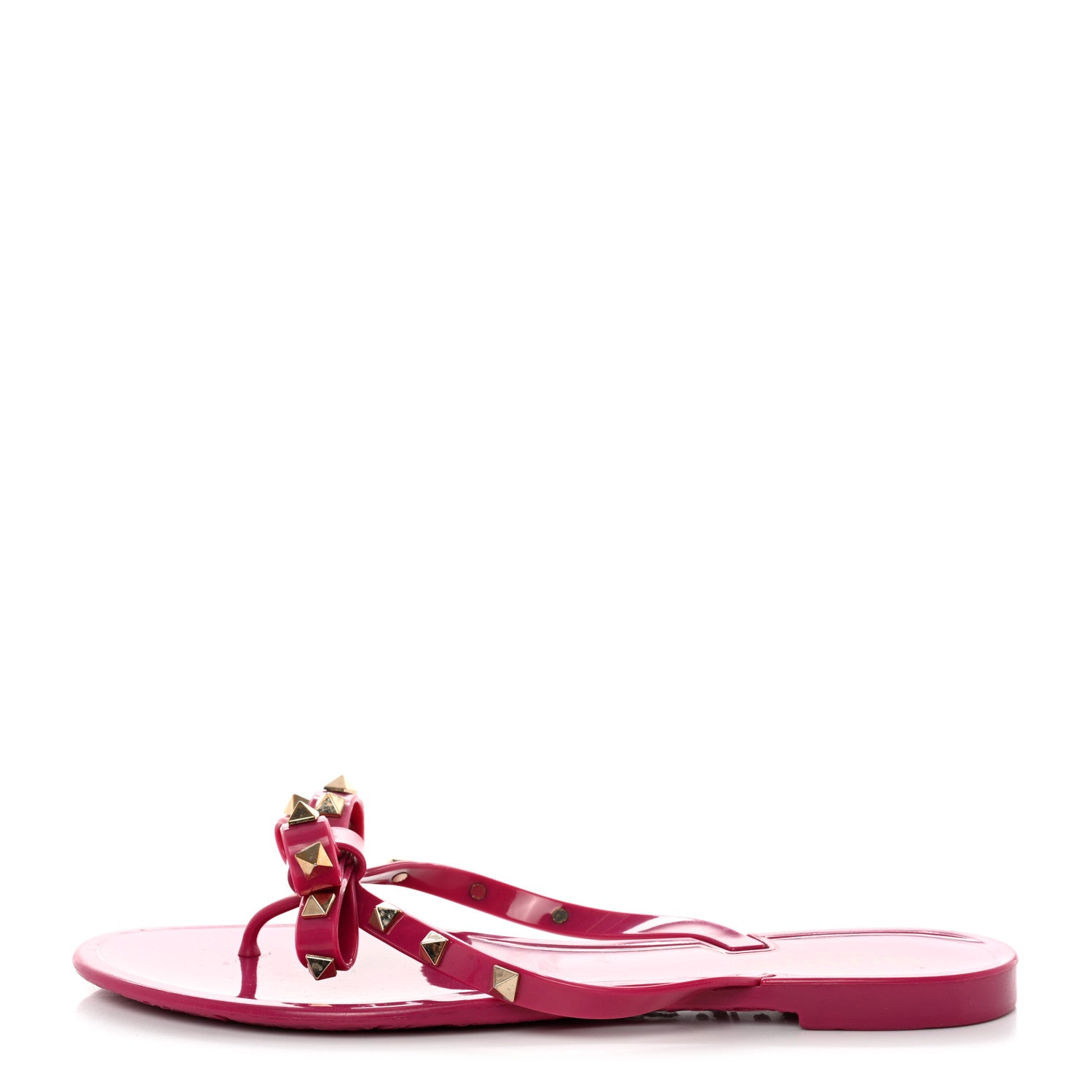 Valentino Garavani PVC Jelly Rockstud Bow Thong Sandals 40 Blossom 1 of 9