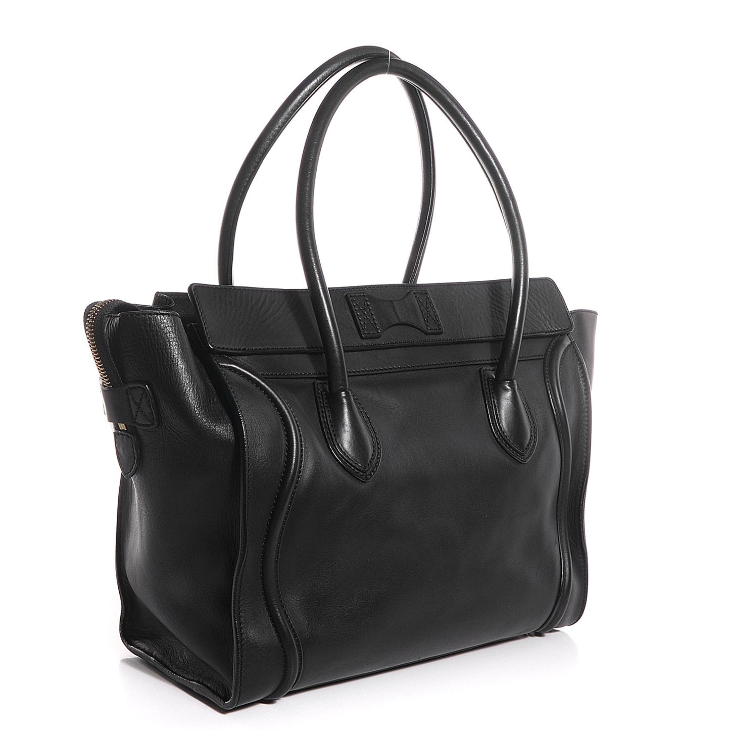 Smooth Calfskin Shoulder Luggage Black