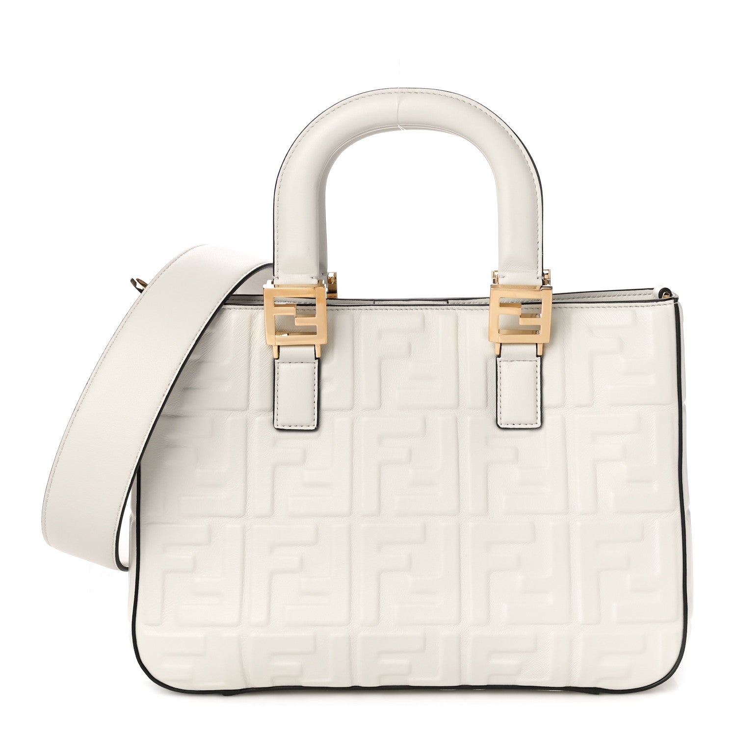 Fendi Nappa FF 1974 Embossed Small FF Tote White 1 of 9