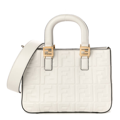 Fendi Nappa FF 1974 Embossed Small FF Tote White 1 of 9