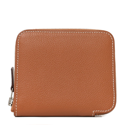 Hermes Evercolor Silk'in Compact Wallet Gold Orange Gris Mouette 1 of 8
