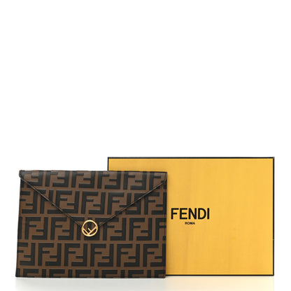 Fendi Vitello Soft F is Fendi Bi-Color FF 1974 Embossed Envelope Pouch Maya Black 8 of 8