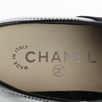 Chanel Patent Grosgrain Lace Up Oxfords 36.5 Black 6 of 8