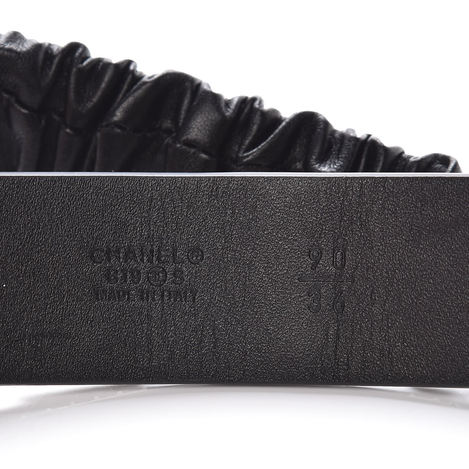 Chanel Lambskin Crystal Logo Belt 90 36 Black 6 of 7