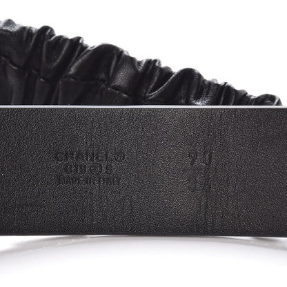 Chanel Lambskin Crystal Logo Belt 90 36 Black 6 of 7