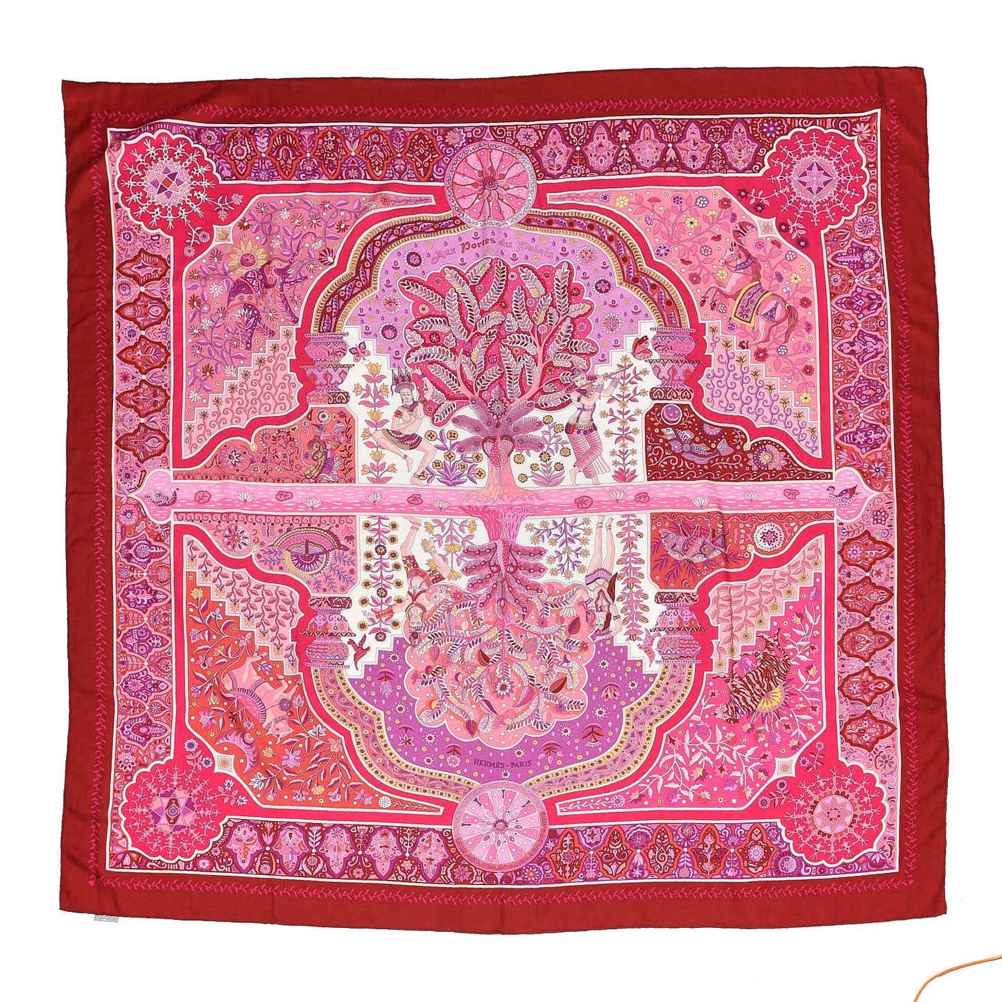 Cashmere Silk Aux Portes Du Palais Shawl 140 Framboise Rose Mauve