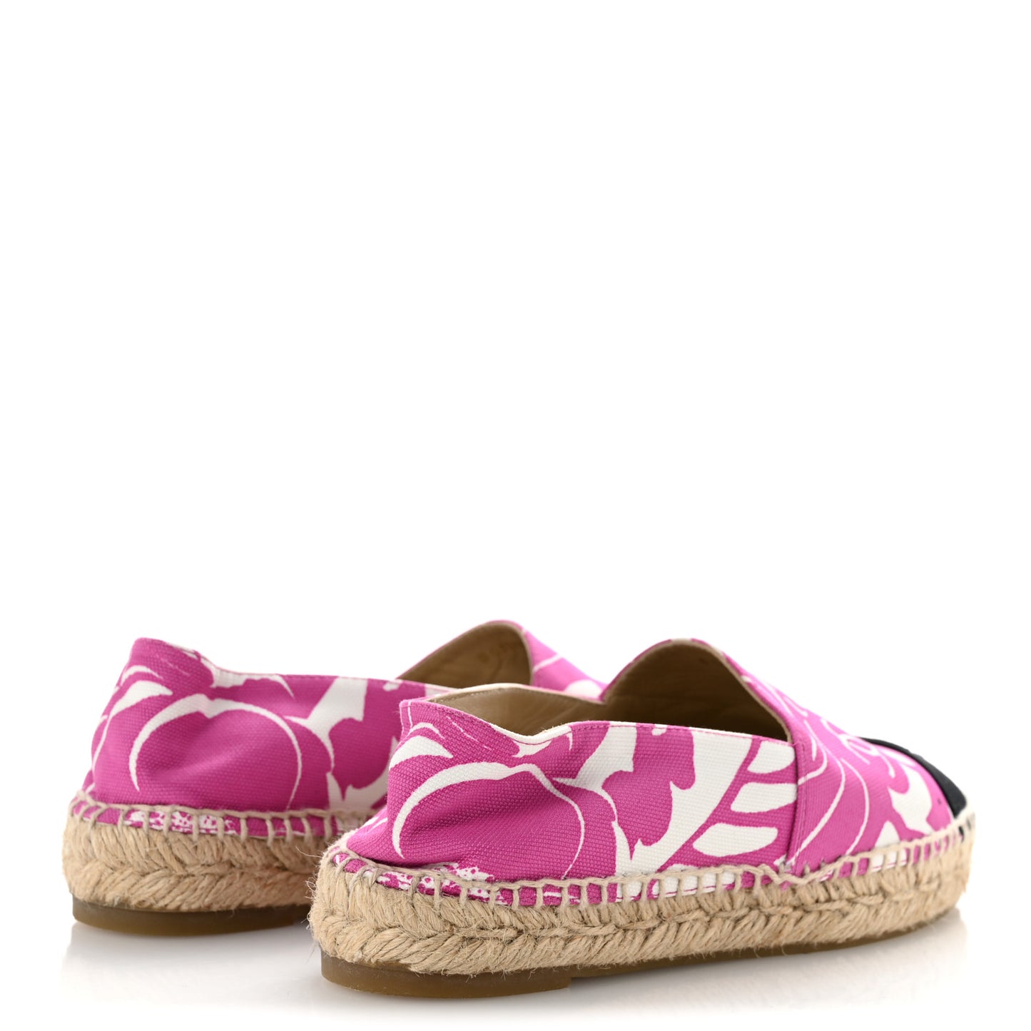 Cotton Grosgrain Espadrilles 36 Pink Ecru Black