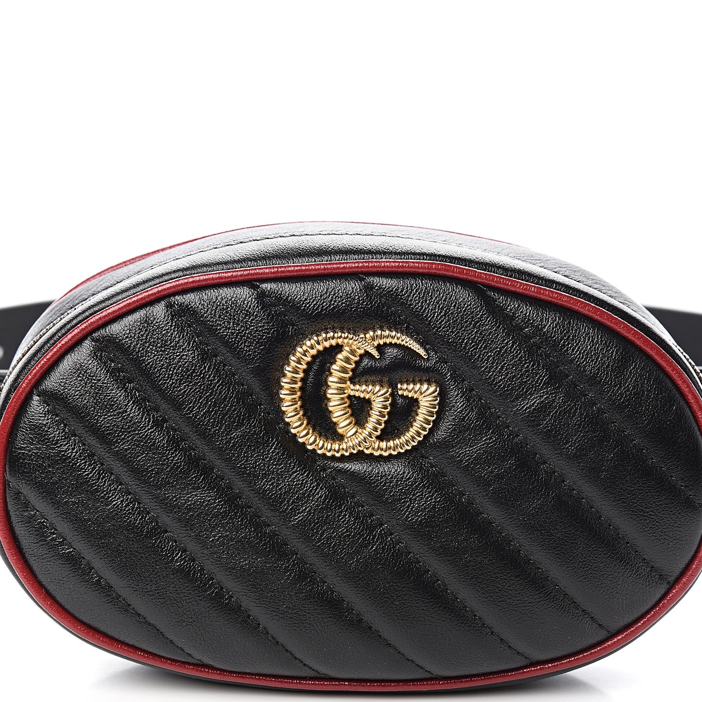 Azalea Calfskin Matelasse Diagonal Torchon GG Marmont Belt Bag 85 34 Black Romantic Cerise