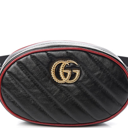 Gucci Azalea Calfskin Matelasse Diagonal Torchon GG Marmont Belt Bag 85 34 Black Romantic Cerise 7 of 9