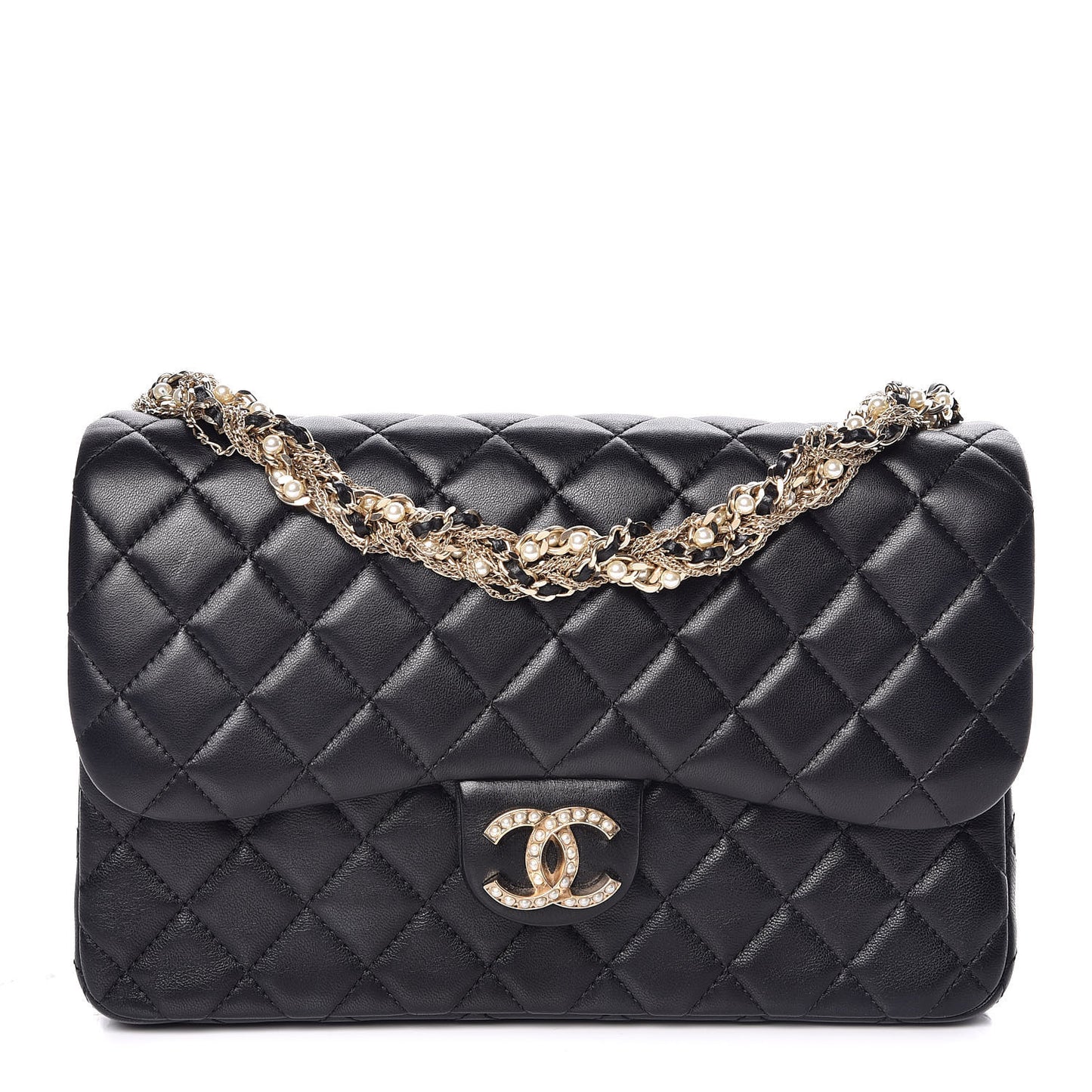 Lambskin Quilted Medium Westminster Pearl Flap Black