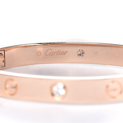Cartier 18K Pink Gold 4 Diamond LOVE Bracelet 16 5 of 7