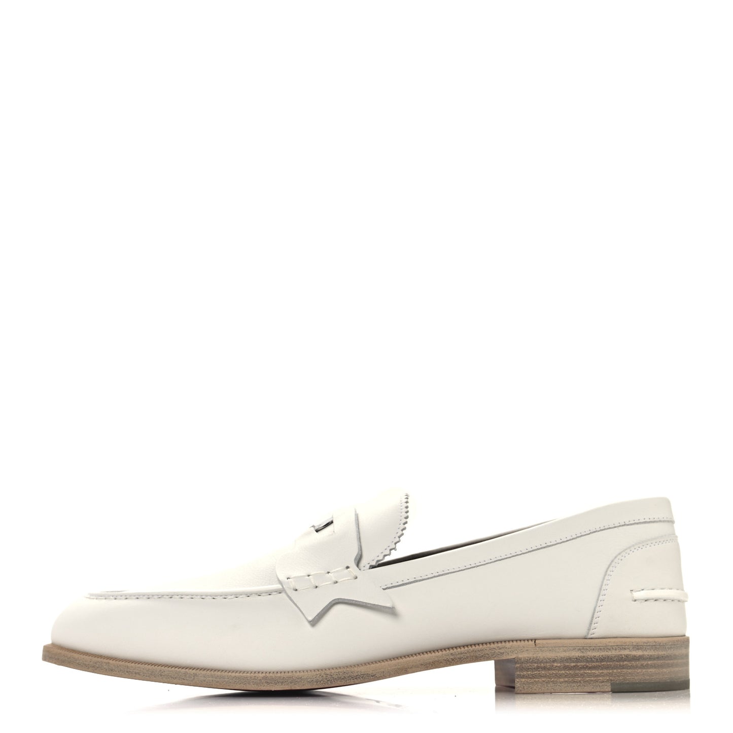 Calfskin Mens Penny Flat Loafers 43 White