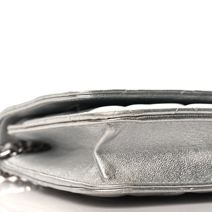 Chanel Metallic Lambskin Quilted Wallet On Chain WOC Silver 10 of 12