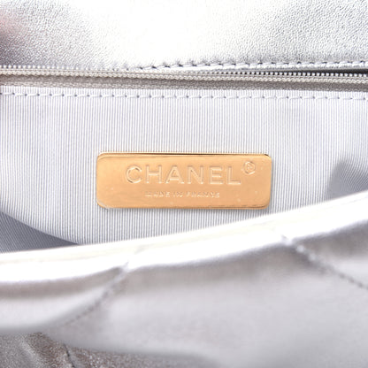 Chanel Metallic Lambskin Quilted Medium Chanel 19 Flap Silver 8 of 17