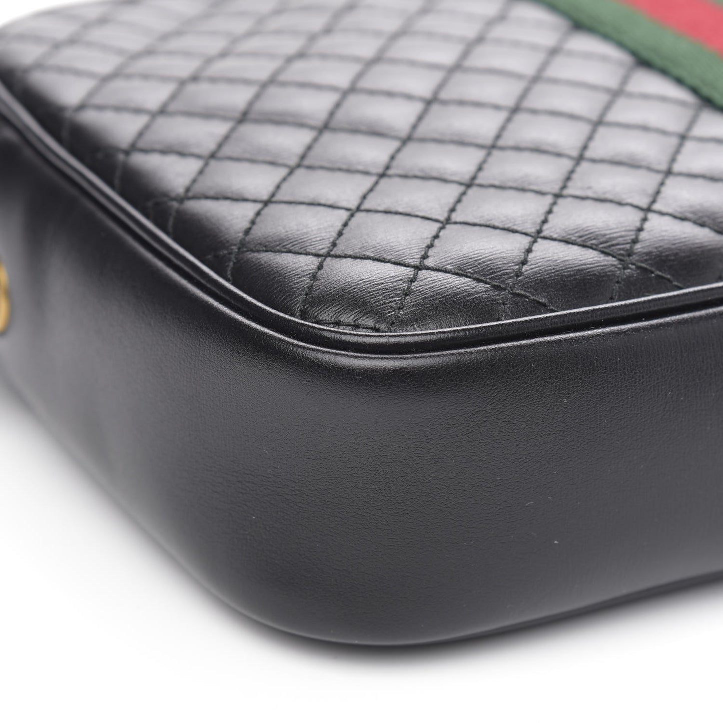 Calfskin Web Trapuntata Small GG Shoulder Bag Black