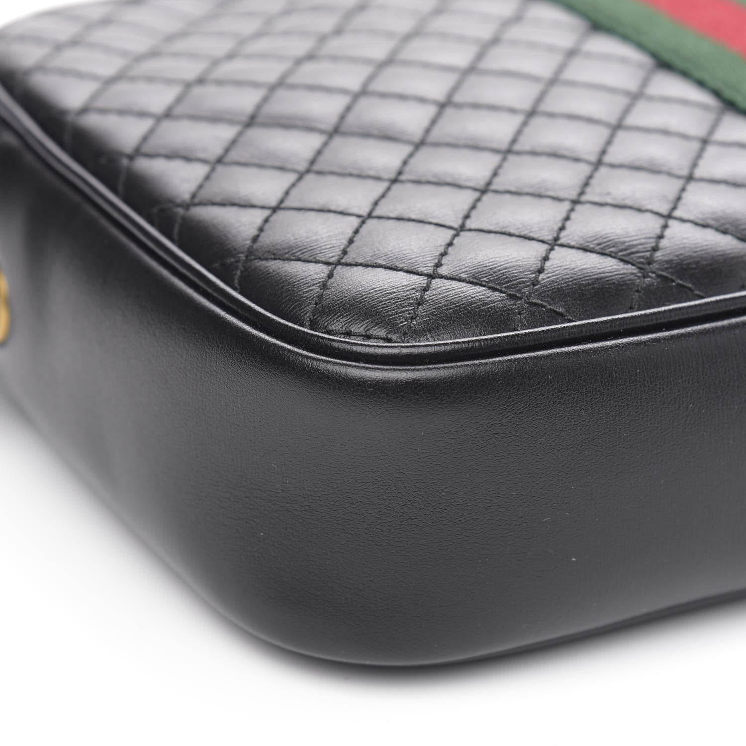 Gucci Calfskin Web Trapuntata Small GG Shoulder Bag Black 9 of 10