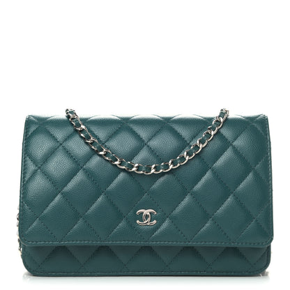 Chanel Caviar Quilted Wallet On Chain WOC Dark Turquoise 1 of 4