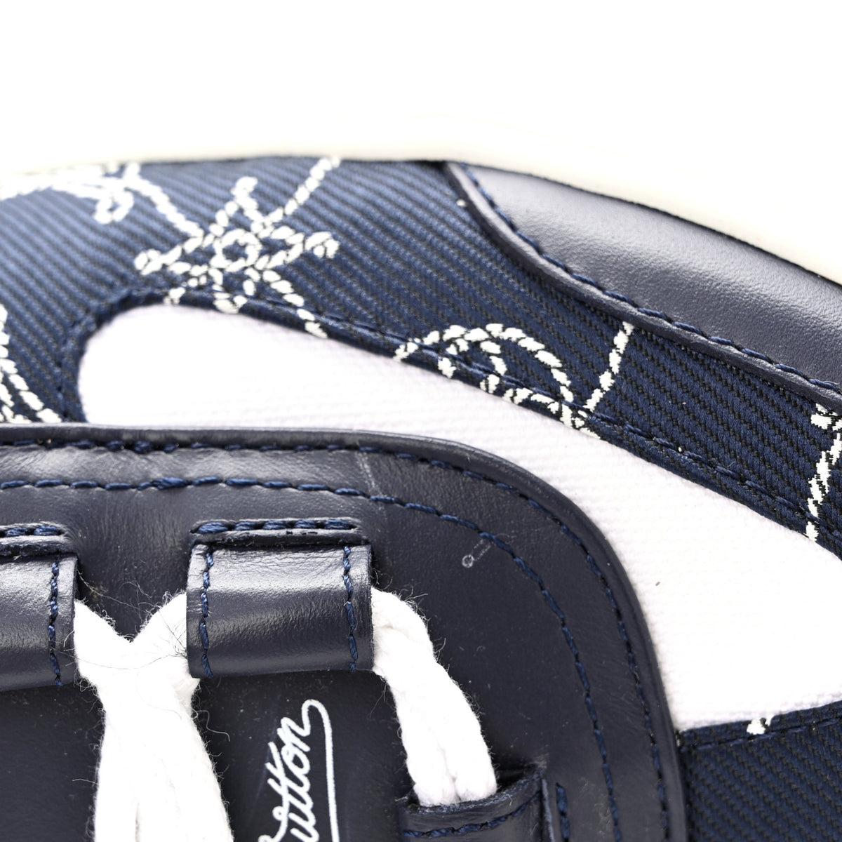 Canvas Monogram Lous Open Back Sneaker 38 Navy Blue