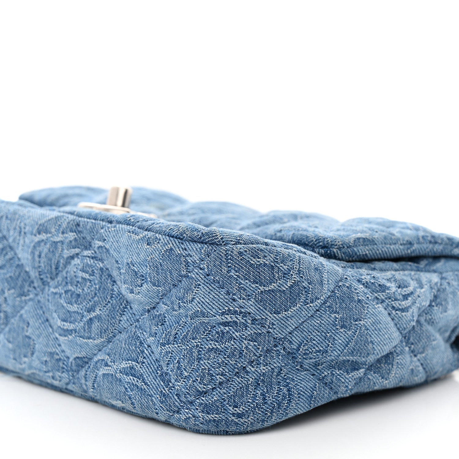 Chanel Denim Quilted Camellia Sweetheart Mini Flap Blue 10 of 16