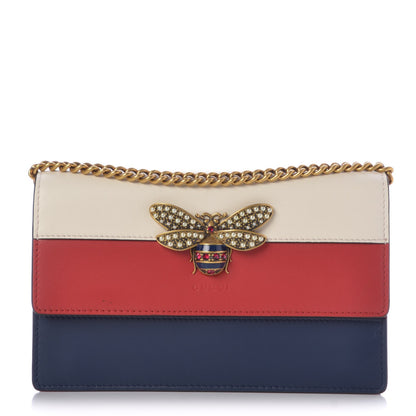 Gucci Calfskin Queen Margaret Chain Wallet Blue Agata Hibiscus Red Mystic White 1 of 6